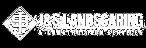 J&S Landscaping & Construction Services logo with diamond-shaped emblem on black background